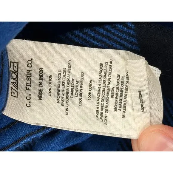 Filson Vintage Style Flannel Work Shirt | Dark Blue | Men's Sz L - Picture 6 of 7